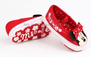 Toddler Baby Girls Minnie Mouse Slip on Crib Shoes Size 0 6 6 12 12 18 Months