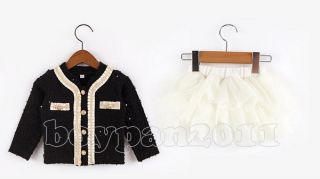 New Lovely Kids Toddlers Girls Party Coat Jacket and Skirt Outfits Sets AGE2 7Y