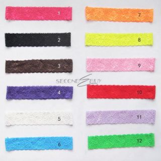 12 Pcs Colors Kid Baby Girls Lace Wide Headband Hair Band Bow Headwear Accessory