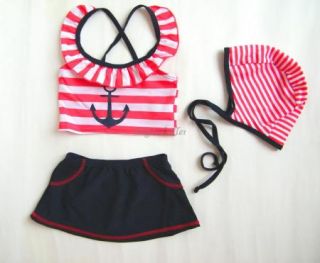 Girl Swimwear Tankini Swimsuit Costume Bikini Bathers 1 2Y Toddler Sailor Skirt