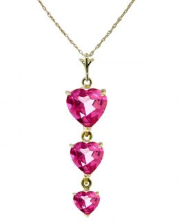 7 24 Carat Pretty Pink Topaz Necklace Earring Ring Yellow Gold Jewelry Set