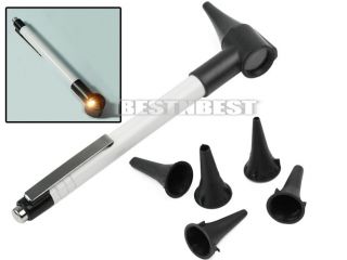 Portable Otoscope Earcare Diagnostic Set with 6 Speculum LED Light Pen Style Alu