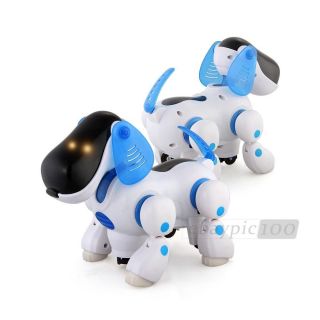 Blue Robotic Electronic Walking Pet Dog Puppy Kids Toy with Music Light