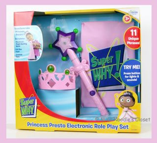 New Super Why Princess Presto Role Play Set Cape Wand