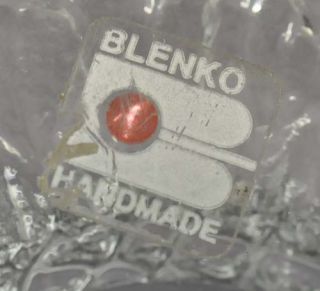 Vintage Blenko Art Glass Mushroom Candlestick Holder 3" Label