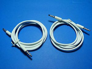 2 x White Car Aux Auxiliary Extension Cable Cord for iPhone 5 5g 5th 4 4S 3GS 2G