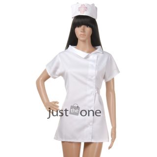 Hot Sexy Women White Nurse Costume Cosplay Dress Hat G String Nightwear
