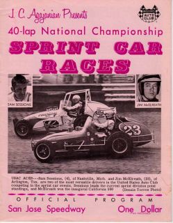 Program National Championship Sprint Car Races 1972 San Jose
