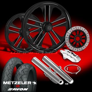 Crank Eclipse 21" Wheels Tires Single Disk Kit for 2000 08 Harley Touring