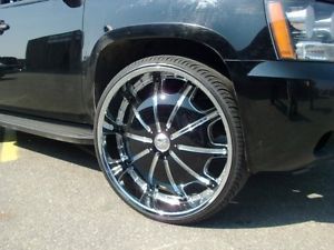 24" Wheels Rims Tire Package RS557 Chrome Black 6x139 H3 Armada Tundra F150 22