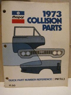 1973 Chrysler Dodge Plymouth Mopar Parts Manual Challenger Cuda Charger Duster