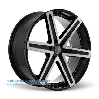 24" Dcenti DW6 Black Wheel and Tire Package for Dodge Ford GMC Hummer Lincoln