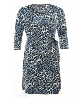 Lovedrobe Blue Leopard Print Wrap Dress