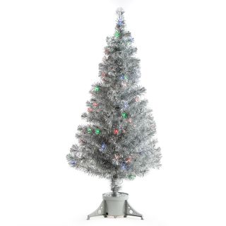 Silver Clover Medium Fiber Optic Pre lit Christmas Tree   5 ft.   Multicolor   Christmas