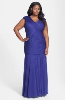 Adrianna Papell Cap Sleeve Gown (Plus Size)
