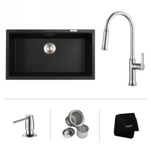 Kraus KGU 413B 1630 42CH Kitchen Combo Chrome  Faucet & Sink Kitchen Combos