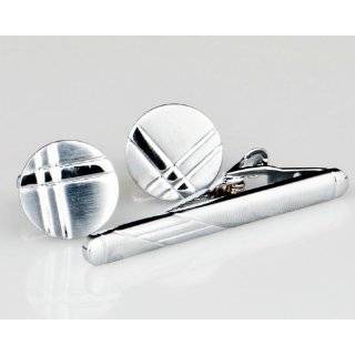  Silver Blcak Square Cufflinks Tie Bar Set With Free Gift 