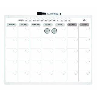   Calendar and Magnetic Dry Erase Whiteboard, Plastic Frame, Colors May