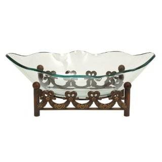  Elegant Serving Glass Bowl with Beautiful Metal Stand 