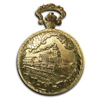   Spreading Wings on Gold Tone Case Pocket Watch with 14 Clip on Chain