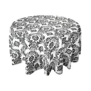 108 Black Damask Flocked Table Top Round Tablecloth