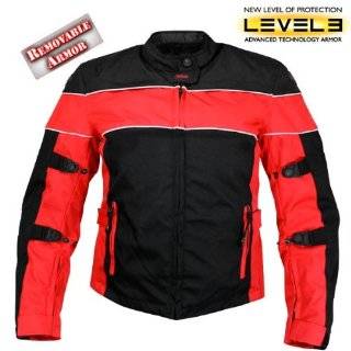 Xelement Womens Black and Red Tri Tex Fabric Motorcycle Jacket with 