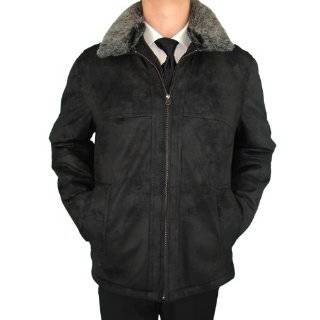Mens Jacket Removable Collar Microfiber Suede Leather Feel and Look 