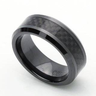 8mm Black Ceramic Wedding Band Ring with Black Carbon Fiber Inlay (12)
