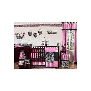 Pink and Black Madison Girls Boutique Baby Bedding 9pc Crib Set