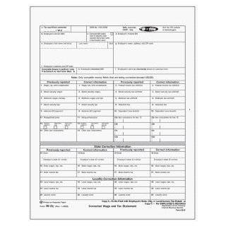  IRS Approved W2C Wage Correction Laser Tax Form