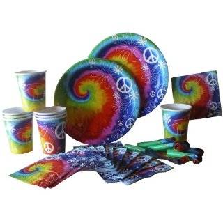   Party Essentials Kit, Tye Dye Fun, Plates, Napkins, Cups and Blow Outs